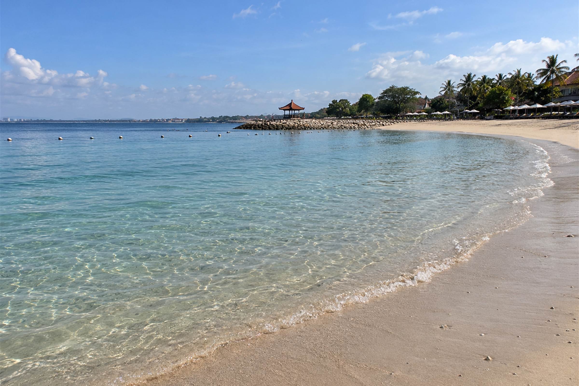 Clear, calm water along the beach at Nusa Dua