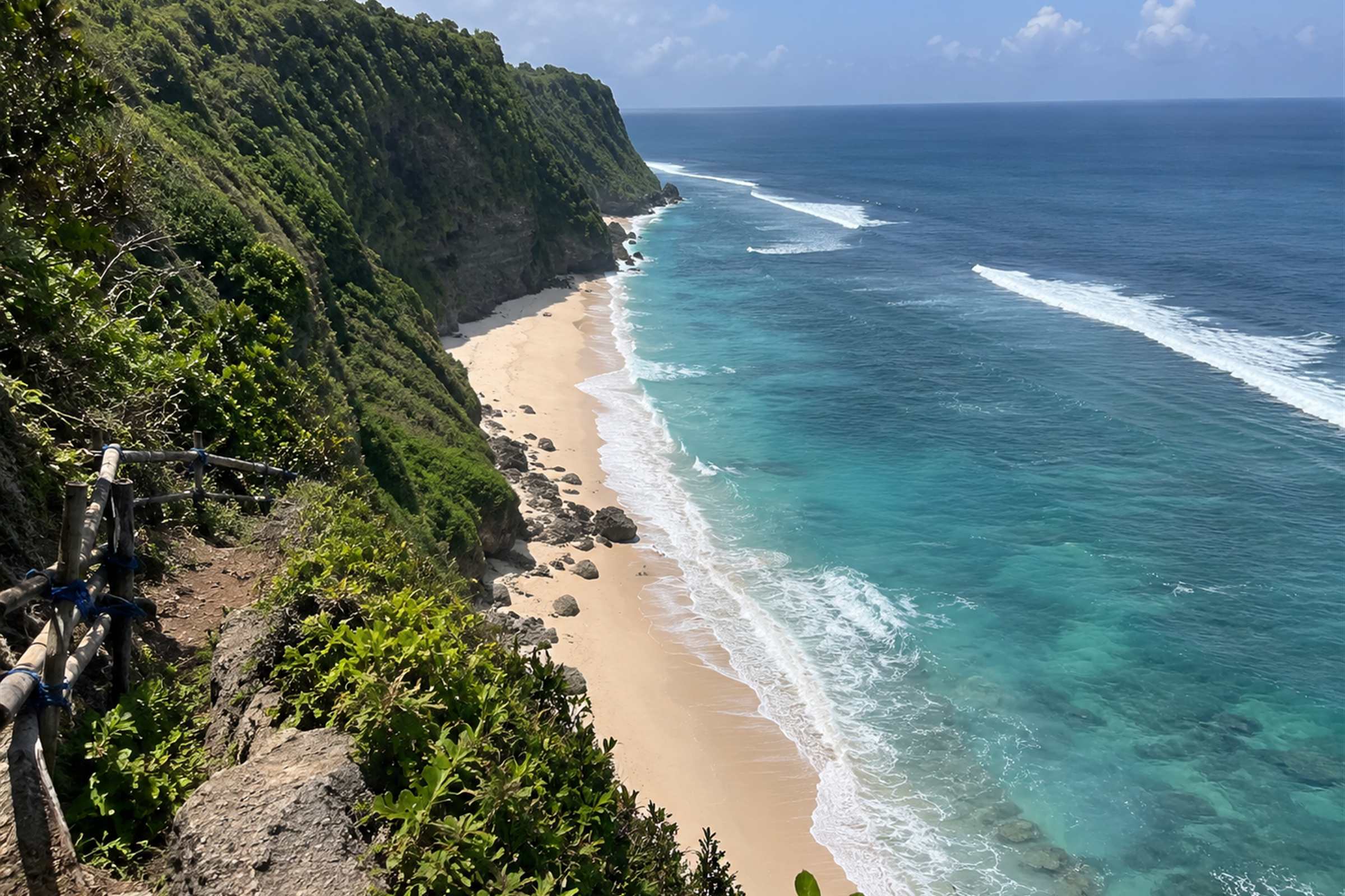 Nyang Nyang beach seen from the clifftop path